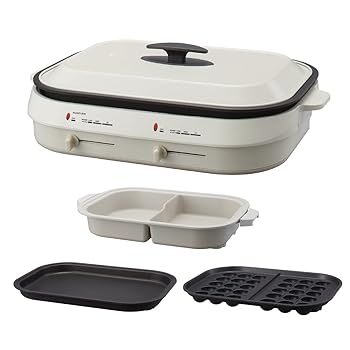 【中古】コイズミ セパレートグリラー 熱っぽい一皿 食べ物屋鍋 働き掛ける 気温調節する 分け取り深なべ 平一皿 たこ焼き一皿 大静電容量手合い ベージュ KSG-12