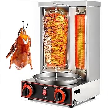 【中古】【未使用】電気ドネルケバブマシン 電気ケバブグリル 垂直ブロイラー ジャイロ肉ローティサリー バーナー付き 温度調整50-350℃ 業務用家庭用キッチン用 si|AJIMURA-SHOP