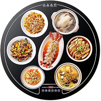 【中古】【未使用】食品およびプレートウォーミングトレイ、260W電気食品ウォーマー24インチウォーミングサービングトレイラウンドホットプレート回転可能なタッチ