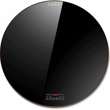 【中古】【未使用】食品およびプレート保温トレイ、丸型電気保温トレイ多機能ホットプレート手動回転強化ガラス表面急速加熱で食品の加熱と保温に