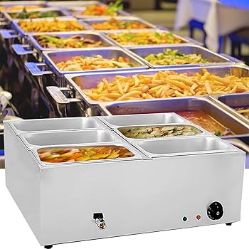 【中古】電気フードウォーマー、1500W電気フードウォーマーステンレススチールビュッフェスチームテーブル、温度制御と蓋付き、パーティー、ケータリング｜AJIMURA-SHOP
