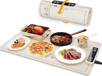 【中古】[Ashemia]保温一皿 卓上 食料雑貨類保温お盆 【2025生い育つ模範例・15秒速暖】食料雑貨類保温一皿 折りたたみ式 フードウォーマープレート 3気温備えつける その他-家電