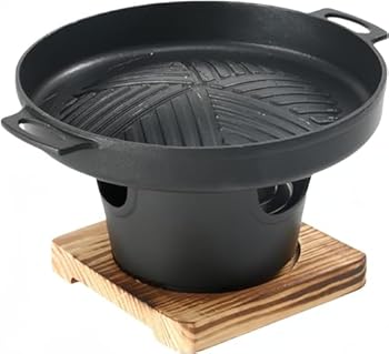 【中古】Ptomoto一人焼肉コンロ 卓上食べ物屋 一人用 丸型 専用木台付き添い人 身寄り用 お役目用 老人ホーム寄りあい 食べ物屋食麺麭 焼肉一皿 軽銀製 直火 ノンステ