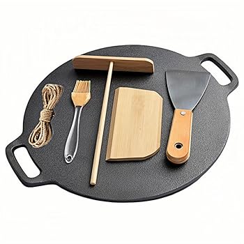 【中古】Kaziro クレープパン クレープ トンボ付き IH対応 クレープメーカー クレープ焼き器 フライパン 味付け済みの鋳鉄フライパン コーティングされて