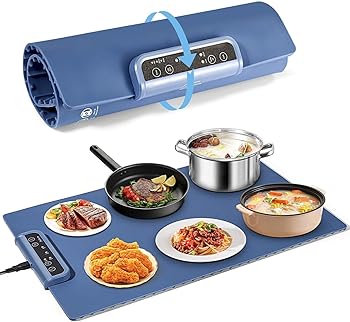 【中古】【未使用】保温プレート 食品保温プレート 電気保温トレイ 折りたたみナノシリコーン素材 3段階温度設定 革新的なポータブルフードウォーマー ご家族でのデ
