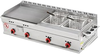 【中古】【未使用】Acnivko業務用 卓上グリドル ガス式多機能鉄板焼き機 いか焼き/パンケーキ/冷麺/焼飯対応 手焼き防止設計可能 コンパクト屋台用 飲食店 (シルバ