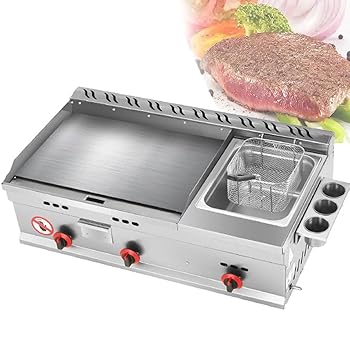 【中古】業務用カウンタートップガスグリドル、レストラン用ステンレススチール鉄板焼きフライパン、温度調節可能、屋外ケータリング用キッチンLPGガスグ｜AJIMURA-SHOP
