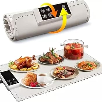 【中古】【未当て嵌める】RAAKIMO 食料雑貨類保温一皿 熱っぽい一皿 卓上保温お盆 フードウォーマー 60*38糎 灯し火保温一皿 一皿分の料理ウォーマー 50-100℃熱度自然調整 5第四次元