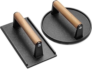 【中古】【未当て嵌める】CHIANART 羶肉押し付ける バーガー 錆びない ベイコン 鋳鉄 ステンレス鋼スチール写真 鉄板 食べ物屋 木製手持ち部分 上塗りなし ビステキ アウト