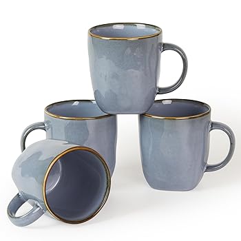 【中古】【未使用】Juego de 4 tazas de caf? famiware, juego de tazas de caf? Ocean Square de 13oz con asa para cacao, leche, chocolate caliente, t?, ag｜AJIMURA-SHOP