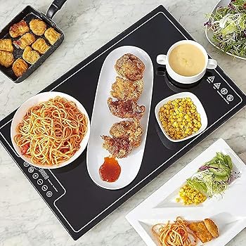 【中古】20インチx15インチの電気フードウォーマープレート、調整可能な温度制御とタッチパネル付きガラス保温トレイ、ホットプレート、ビュッフェ、ホー