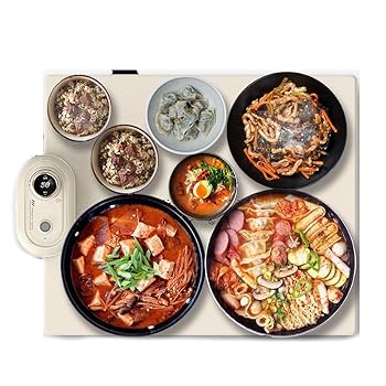 【中古】食品用電気保温トレイ、家庭用食品断熱加熱パッド、6時間定温タイマーと40-99℃調節可能な温度制御付き折りたたみ式食品ウォーマーホットプレー