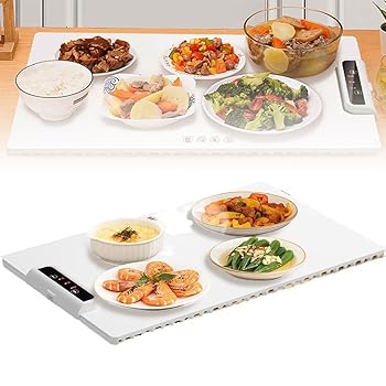 【中古】電気温めトレイ、7mmポータブル温めトレイシリコン、調節可能な温度制御付き折りたたみフードウォーマープレート60-100°Cビュッフェパーティー