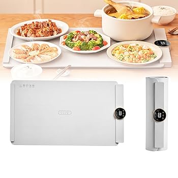【中古】【未当て嵌める】明かり温め御盆、携帯型明かり温め御盆ケイ素樹脂、60-100°C合わせる能力のあるな体温取り締まる、折りたたみ式フードウォーマーマットホットプレートサーバー