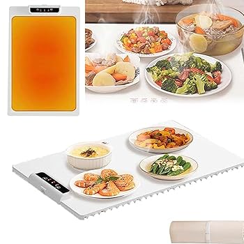【中古】【未使用】MOFGOE 温度調節可能な電気加熱トレイ、2024新しいアップグレード電気加熱トレイ、折りたたみ式フードウォーマー高速加熱