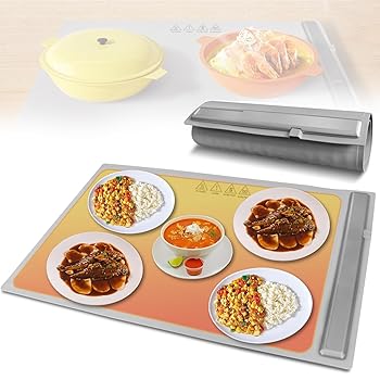 【中古】【未使用】ポータブル電気温めトレイシリコン、260W折りたたみ式フードウォーマー、3段階温度調節可能、高速加熱、ビュッフェ、家族の集まり、休日、加熱パ
