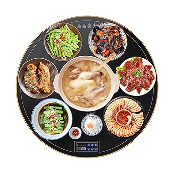 【中古】食料雑貨類賢しい回転させるターンテーブルプレートウォーマー、大型丸型保温一皿、灯かり食料雑貨類ウォーマー、体温調節する能力のあるな灯かり保温御盆、受け答え