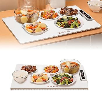 【中古】ナノコーティングを施したポータブル電気温めトレイシリコン、折りたたみ式温めトレイ、電気食品温めマット、温度調節可能な電気温めトレイ、パ
