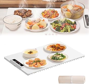 【中古】食品温めトレイ、折りたたみ式食品ウォーマー高速加熱、温度調節可能な電気温めトレイ、食品用ポータブル電気温めトレイ、電気温めトレイシリコ