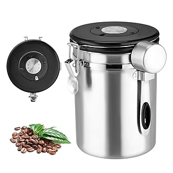 【中古】TECHVIDA Tarro de Caf? en Grano, Tarro Herm?tico de Caf? en Polvo de 1,8 L con V?lvula de Ventilaci?n Unidireccional, Tarro Herm? 5,983円