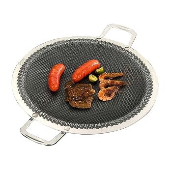 【中古】【未使用】316ステンレススチールバーベキューグリルパン、ノンスティックコーティングを備えた韓国の伝統的なグリルパン、屋外キャンプ濃厚なバーベキュー