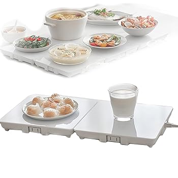 【中古】【未使用】電気食品断熱プレート、4個の食品保温ボード、40-99°Cの温度調節可能、接続可能で積み重ね可能なデザイン、お手入れ簡単、集まり、休日の食事、