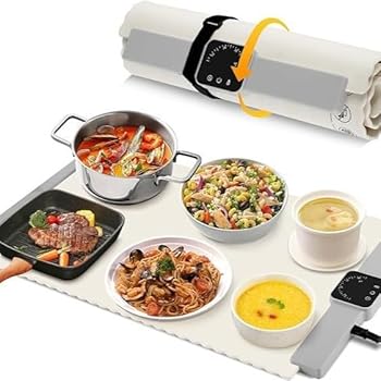 【中古】【未使用】食品保温プレート 多機能食品断熱ボード フードウォーマー 収納袋付き/お手入れも簡単/温度調節可/折りたたみ式 ロール収納設計 火傷防止滑り止