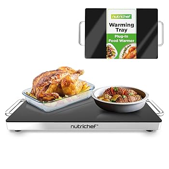 【中古】【未当て嵌める】NutriChef Electric Warming Tray Food Warmer Hot Plate with Non-Stick, Heat-Resistant Glass (16.5\u0027\u0027 x 11.0\u0027\u0027 Heating Surface)(PKWTR30) b