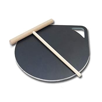 【中古】ZEOOR 縮緬鉄板 縮緬製造業者 縮緬焼き器 板厚9粍 手持ち部分付き添い人 差しわたし200粍 20糎 ミニトンボ付き添い人