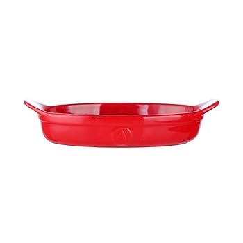 【中古】プレート プレートフルーツプレートスナックプレート食器セラミックプレート不規則な皿高温耳ベーキングトレイ (Color : Red, Size : 28*16.5*5c