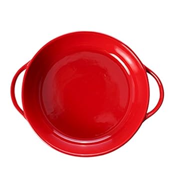 【中古】プレート プレートベーキングトレイスナックトレイ食器高温ベーキングサラダプレート魚プレートバイノーラルプレート家庭用料理 (Color : Red, S