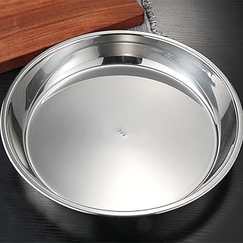 【中古】JJZXD 304ステンレス鋼板トレイヌードルプレートフラット蒸しビッグサイズミールプレートデュアルハンドル生地皿とプレートセットディッシュ