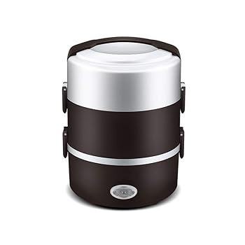 【中古】【未当て嵌める】LIUOFHUA 3層携帯型弁当箱ミニ灯し火炊飯器スチーマー召しあがる熱暖房装置自動小銃食料雑貨類入れもの生あたたかい膳立て鍋2L- brown