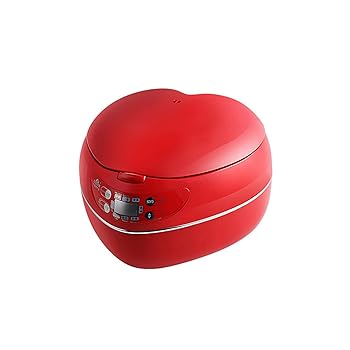 【中古】【未使用】ミニ炊飯器、スマート300W炊飯器1.8L、ハート型炊飯器、家庭生活に適した1?2人のスロークッキング焦げ付き防止鍋,赤