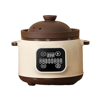 【中古】OXIZER 紫粘土電気シチュー鍋 自動調理鍋 大容量 1.8L/3.8L 電気シチューポット 予約機能付き 6つの煮込み機能 タイマー断熱 コンパクトな分割設