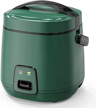 【中古】【未使用】ポータブルハンドル付きレトログリーンライス炊飯器ミニ電気炊飯器取り外し可能なノンスティックライスポット完全自動、1.2L