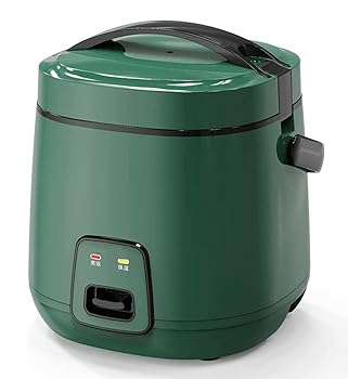 【中古】【未使用】ポータブルハンドル付きミニ電気炊飯器レトログリーンライス炊飯器は、取り外し可能なノンスティックライスポット、1.2Lで完全に自動