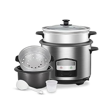 【中古】【未使用】ステンレス鋼炊飯器蒸し器＆暖かいワンタッチ調理自動暖かい機能ノンスティックパンライスまたは穀物、5.5L