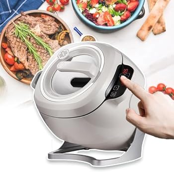 【中古】【未使用】自動調理中華鍋チャーハンマシン、自動調理機、 360°回転、3D全周加熱、タッチスクリーン付き、炒め物、煮込み用自動調理機