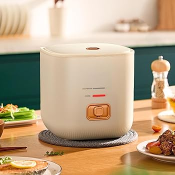 【中古】ミニ炊飯器ポータブルノンスティック炊飯器、1.2リッター電気容量200ワット低ワット数ノンスティックコーティングお取りつくろう飾り気の無いオートミール、精白米に至適