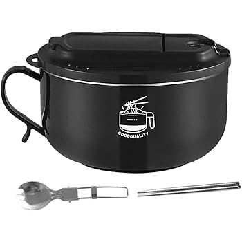 【中古】Selfun ラーメン丼 蓋付き ラーメンメーカー ヌードルメーカー ステンレス 即席めん丼 折りたたみ箸 スプーン 時るラーメン丼】 調短料理 大容量