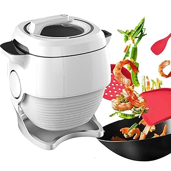 【中古】【未使用】自動クッキングマシン、360°回転および3Dオールラウンド加熱ドラムタイプスマートタッチスクリーン、多機能炒め自動調理
