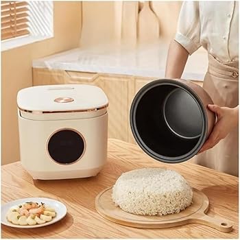 【中古】Heuitgs ベージュ炊飯器 5L コンパクト炊飯器 独り暮らし 110v ミニ炊飯器 おかゆ調理モード 保温予約機能 多機能炊飯器 4つの便利なモード(ご飯｜AJIMURA-SHOP
