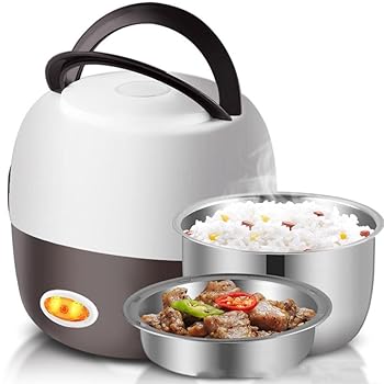 【中古】Iuseike 家庭用弁当箱炊飯器、電熱弁当箱、電気弁当箱二層、加熱保温弁当箱 304ステンレス製の保温弁当箱 車載弁当箱 仕事用、子供用、家庭用オ