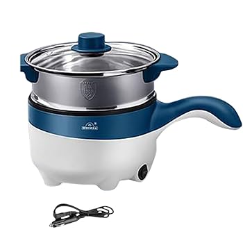 【中古】【未使用】Hubiuyo 車載炊飯器電気フライパン2L車載多機能電気フライパン 24v/12V炒める・温かい料理・蒸す・煮る多機能な車載用電気鍋 (ブルー,12V)