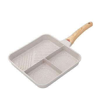 【中古】【未使用】GANYKQ 多目的 3セクション ノンスティックスキレット 朝食用 ステーキ用 多機能 ステーキクッカー フライパン キッチン調理器具|AJIMURA-SHOP