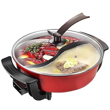 【中古】オシドリ電気鍋 家庭用1500W多機能電気炊飯器 二味鍋 オシドリ鍋 家庭用しゃぶしゃぶ 4.5L (レッド)|AJIMURA-SHOP