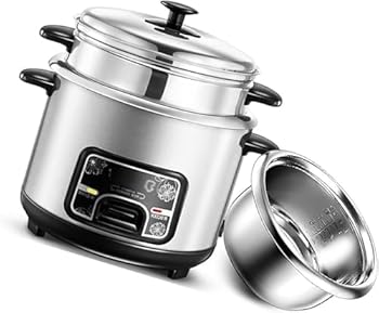 【中古】【未使用】炊飯 器 - 炊飯器兼蒸し器保温機能（2/3/4/5L）201ステンレスライナー、せいろ付き炊飯器、スパチュラ、計量カップ付き、1～7人用 (3L)