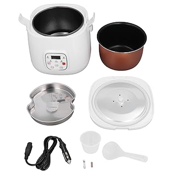 【中古】2L 12V 車用炊飯器 早炊き 焦げつき防止コーティング 強力保温 予約機能 旅行用電気炊飯釜 スチームプレート付き|AJIMURA-SHOP
