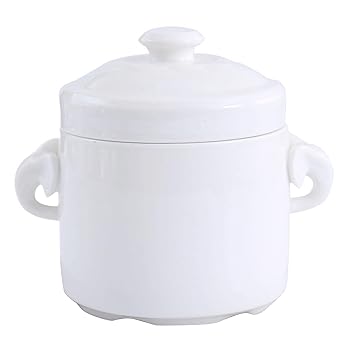 【中古】GrnArt シチューポット 陶器製シチューポット スープボウル 卵蒸し器 取っ手付きスープボウル 蓋付きポット おかゆメーカー 多機能食器 陶器 (45